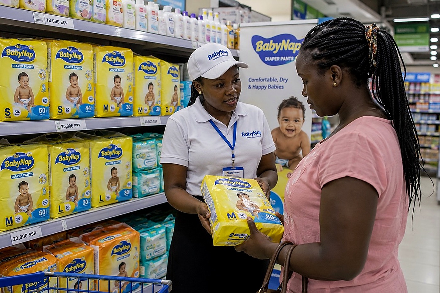 BabyNap promoter explaining product features to a shopper